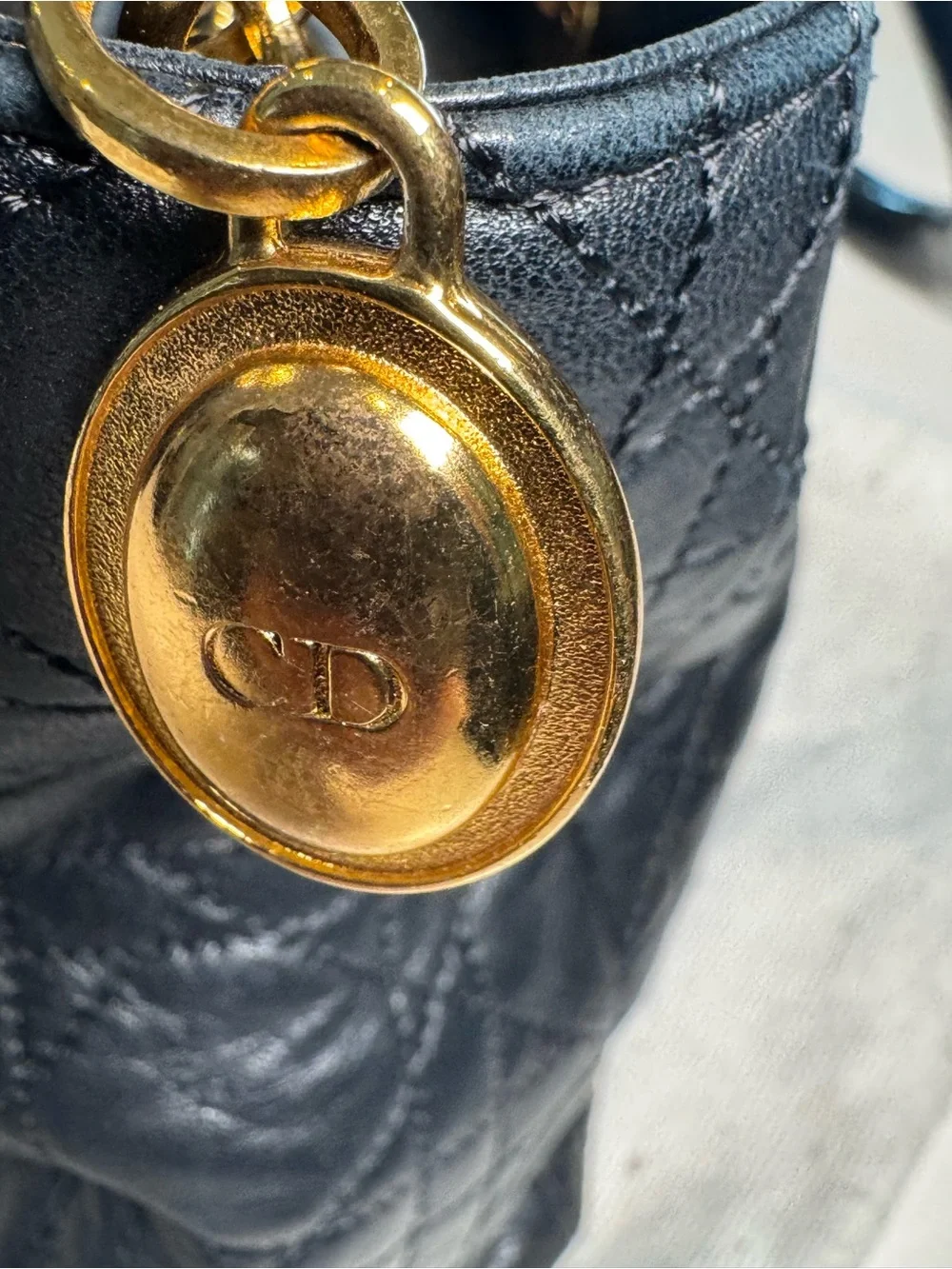 Dior Quilted Leather Lady Dior Top-Handle Bag in Black